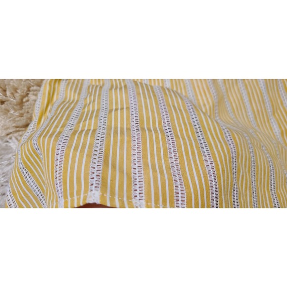 Lulu's Off The Shoulder Yellow Pin Stripe Top Small - Picture 3 of 7